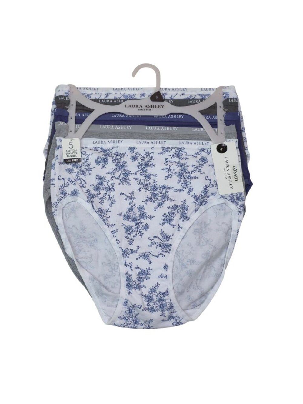 Laura Ashley Womens 5-Pack Cotton Spandex Panties Small Floral & Solid Tag Free